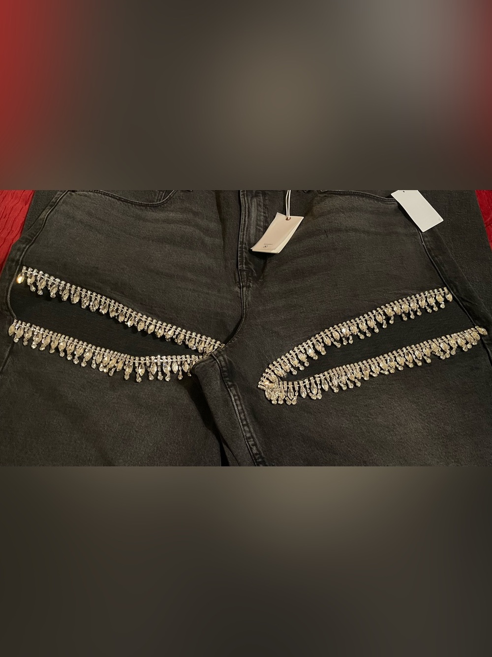 NEW Good American Good Icon Straight Crystal Black Jeans – Size 16 - Picture 11 of 11